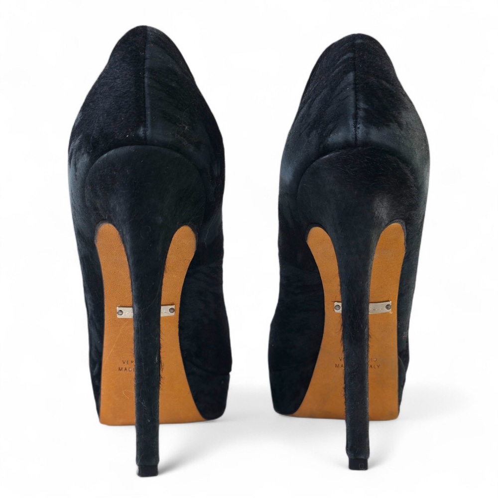 Tania Spinelli Italy Black Calf Hair Platform Pumps - Size 39 - Picture 3 of 5